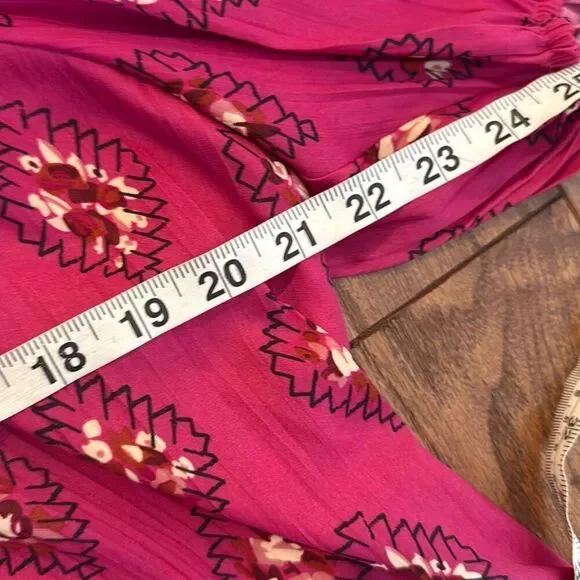By Anthropologie pink boho dolman sleeve blouse M - Picture 9 of 11